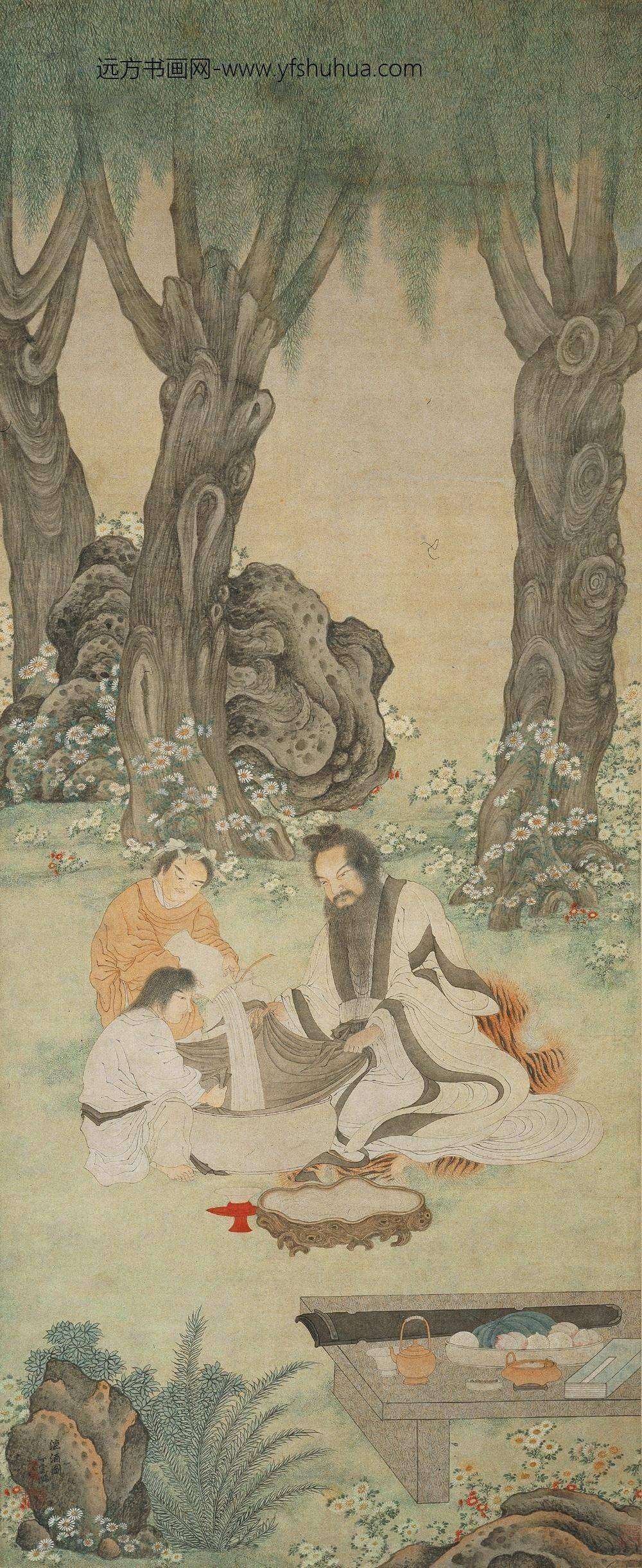 丁云鹏_漉酒图轴