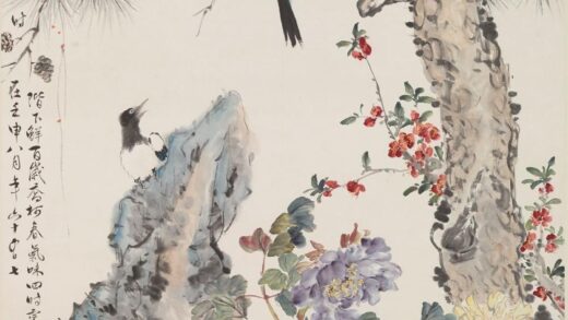 丁宝书 松鹤牡丹图轴.jpg