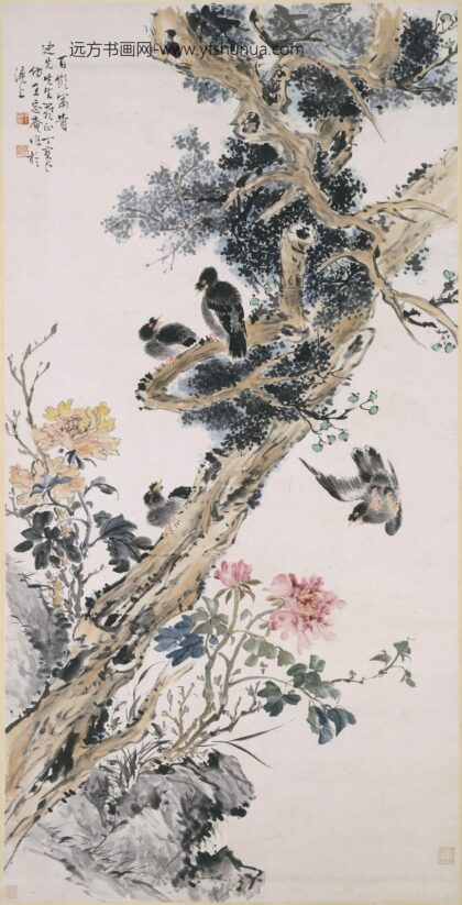 丁宝书 百龄富贵图轴.jpg