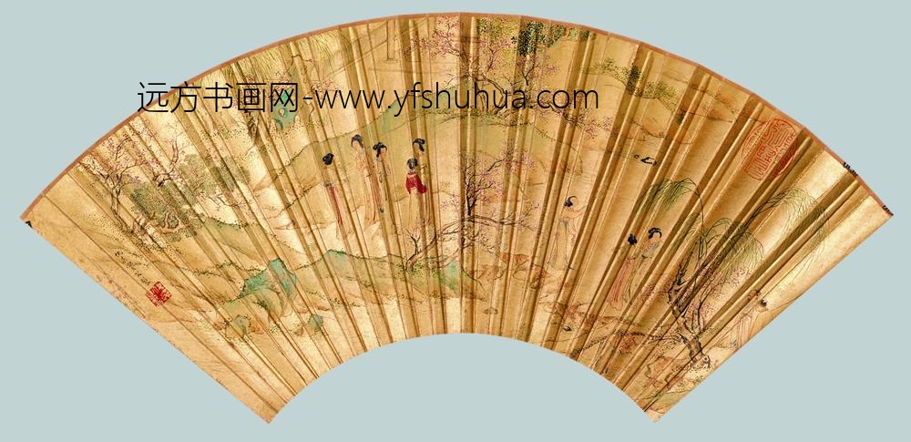 仇英_游春图折扇_