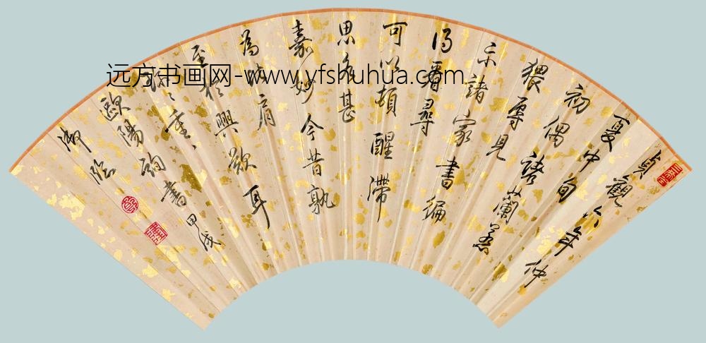 仇英_秋山行猎图扇_