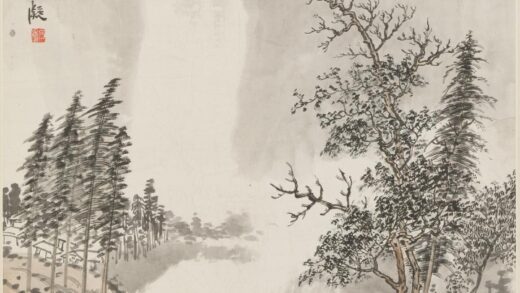 何香凝 秋林垂钓图轴.jpg