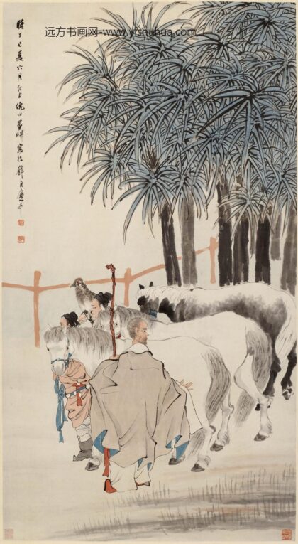 倪田 牧马图轴.jpg