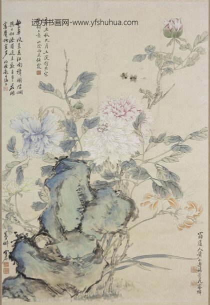 倪田 黄山寿牡丹图轴.jpg