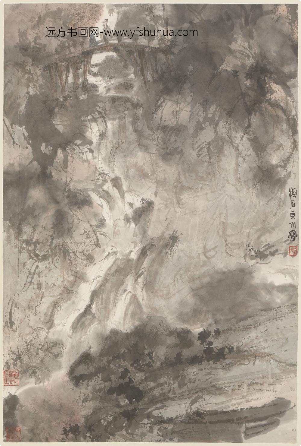 傅抱石_溪桥清话图轴