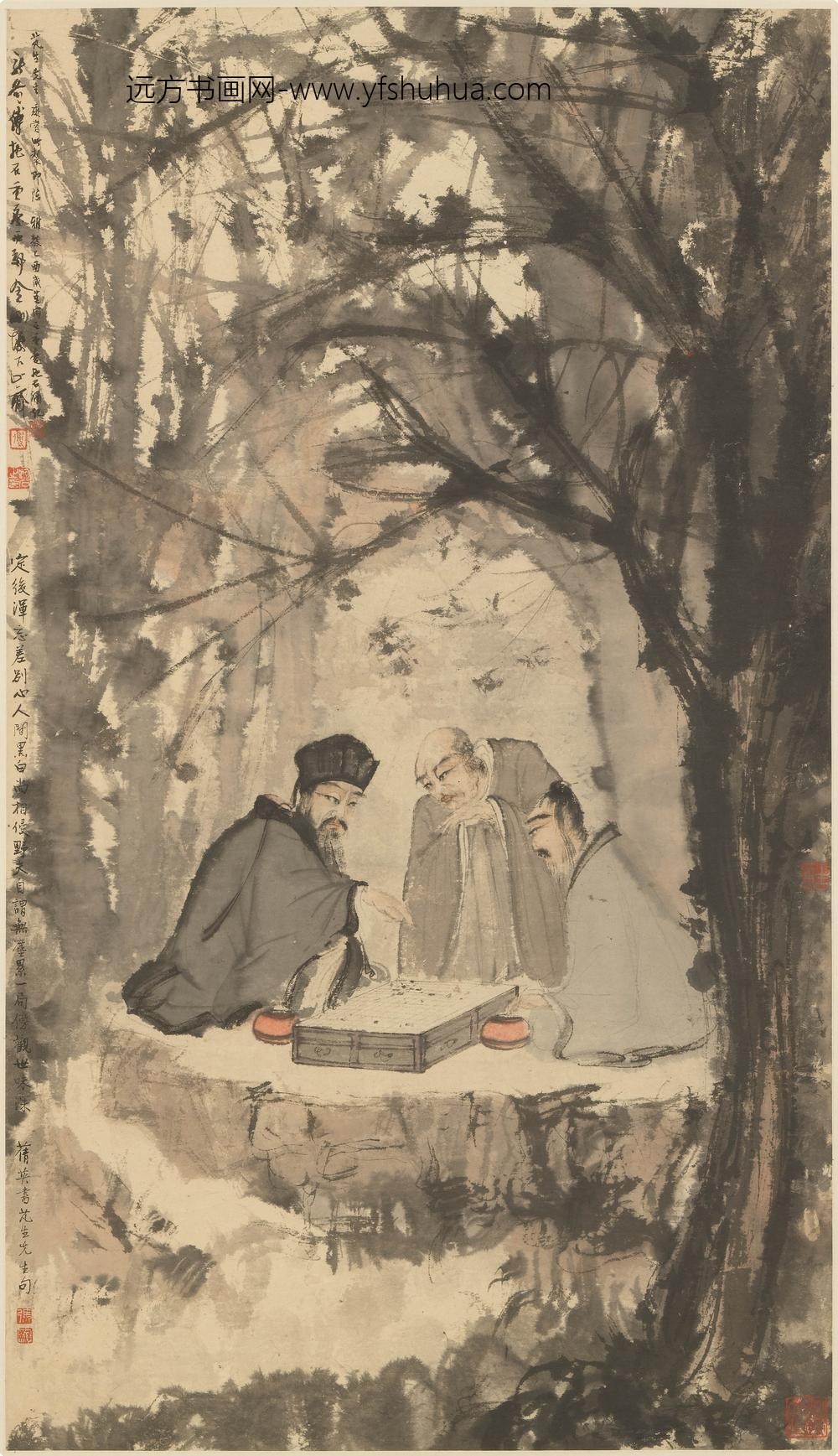 傅抱石_高僧观棋图轴