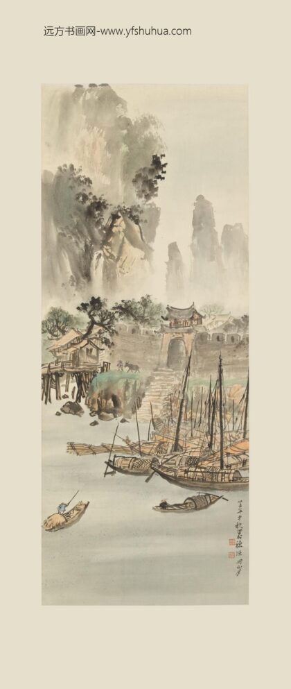 关山月 穗桓渔港图轴.jpg