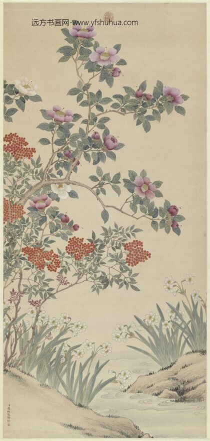 关槐 山茶图轴.jpg