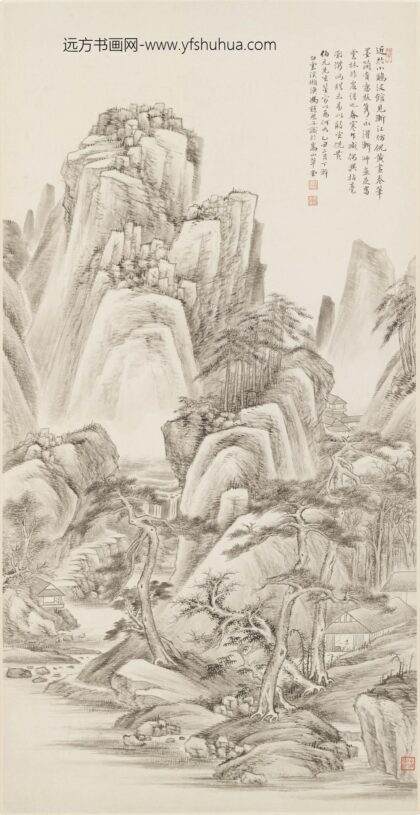 冯超然（冯迥） 仿弘仁山水图轴.jpg