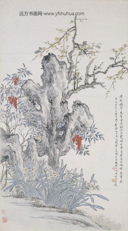 冯超然（冯迥） 岁寒三友图轴.jpg