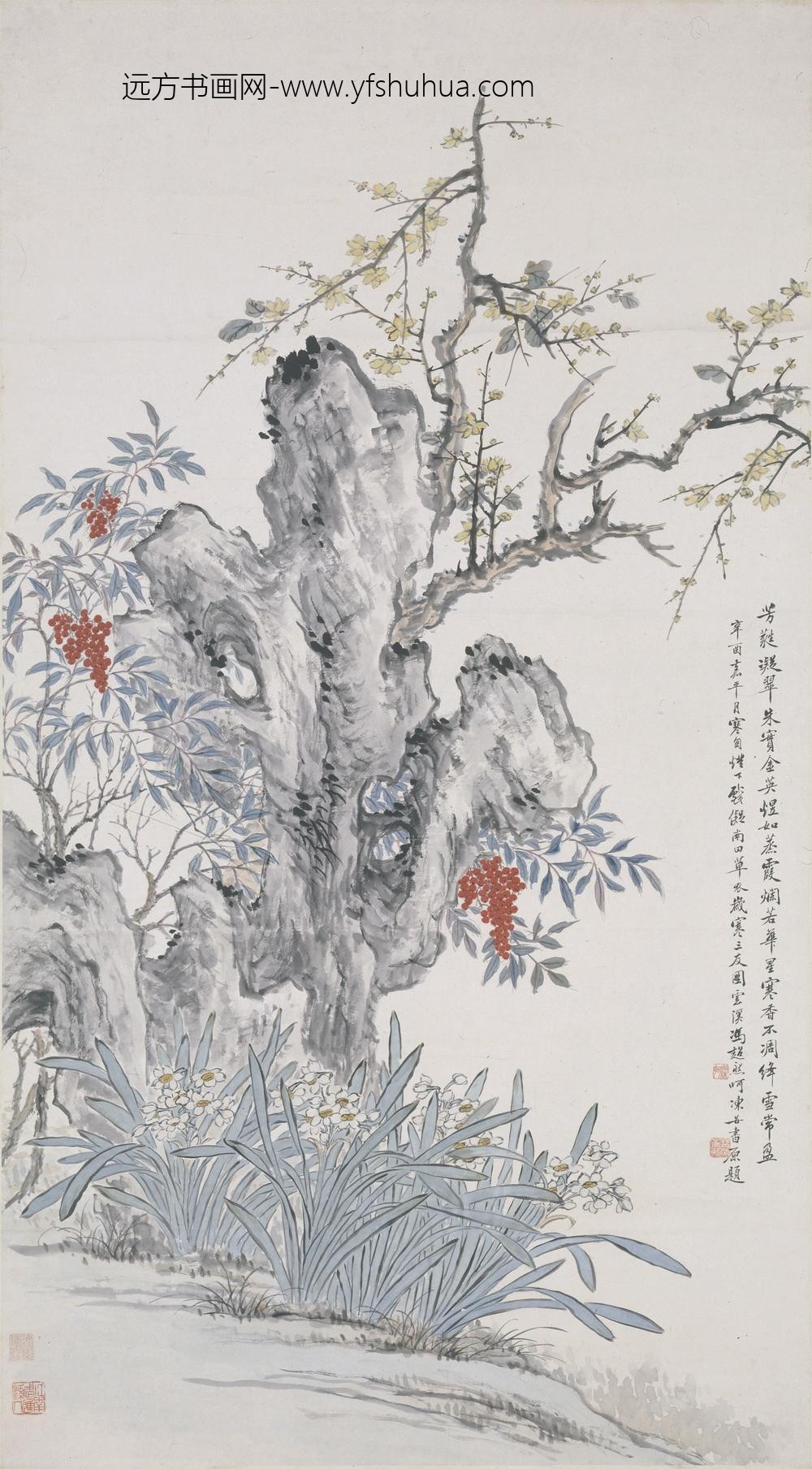 冯超然（冯迥）_岁寒三友图轴