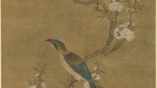 凌必正 碧桃春鸟图轴.jpg