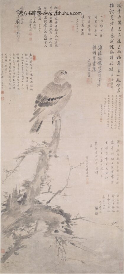 刘期侃 指画梅鹰图轴.jpg