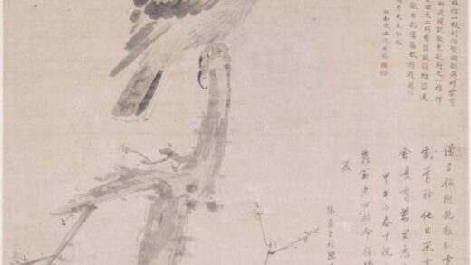 刘期侃 指画梅鹰图轴.jpg