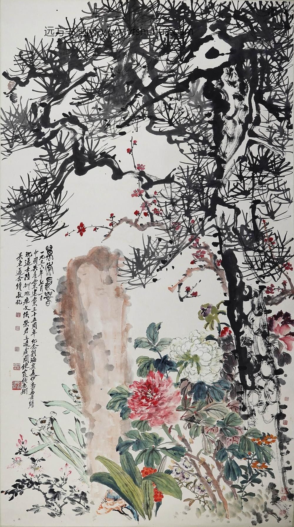 刘海粟_万年长春图轴