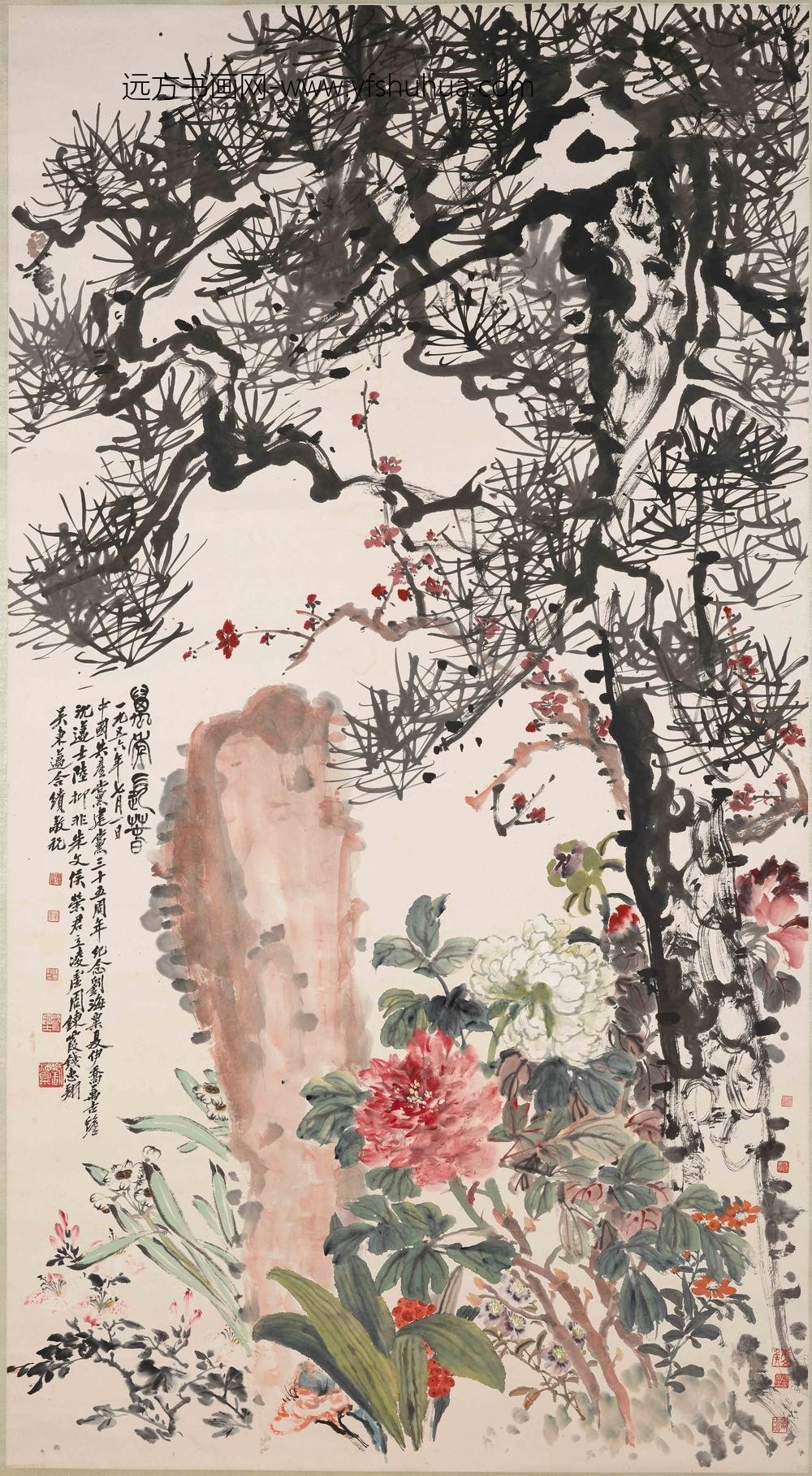 刘海粟_等万年长春图轴