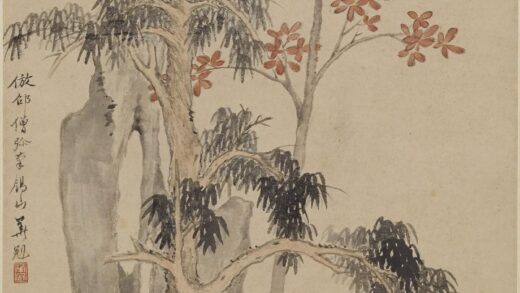 华冠 树阴停琴图轴.jpg