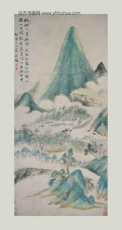 华喦（华岩 仿米青绿山水轴.jpg