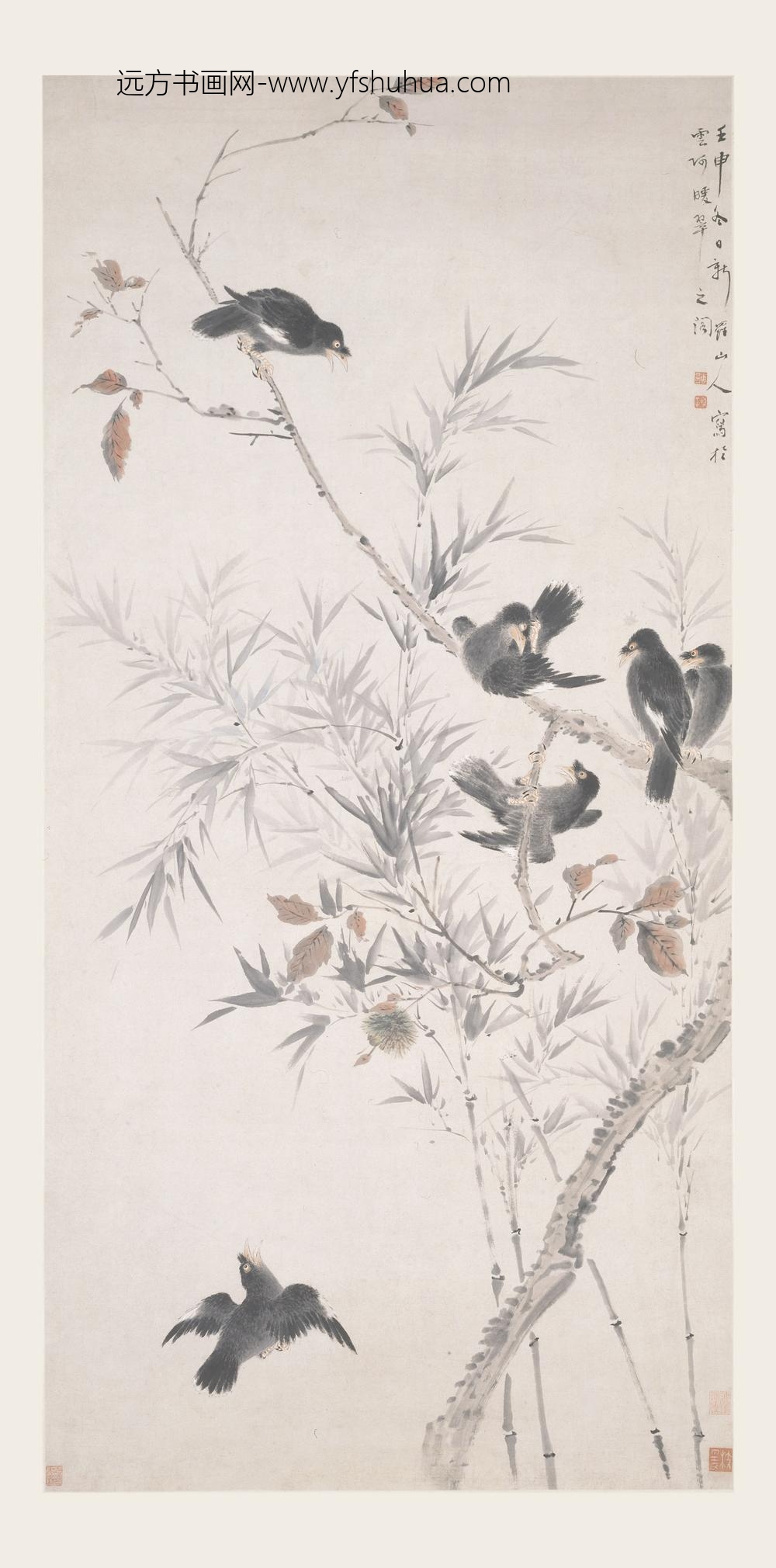 华喦（华岩)_六鹆图轴