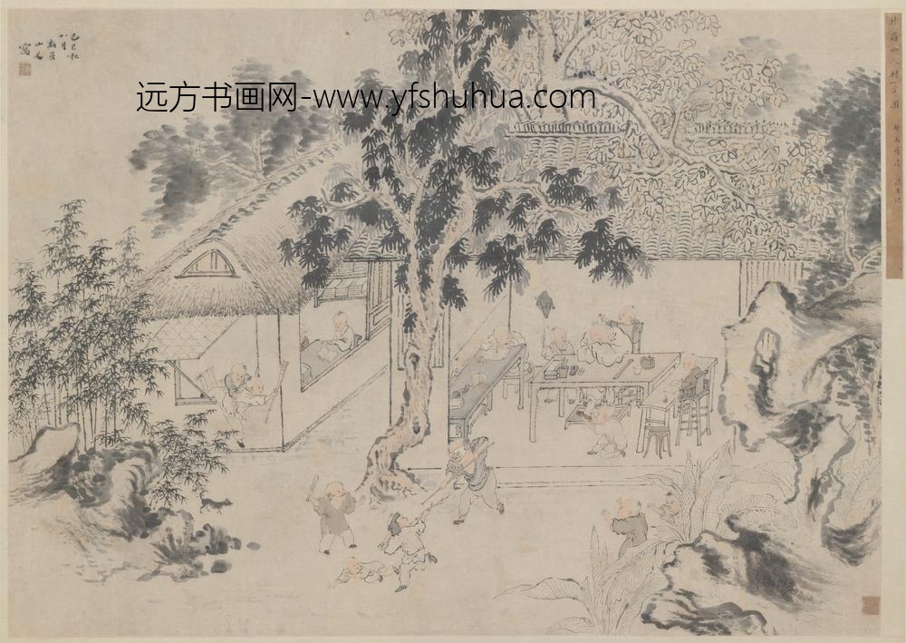 华喦（华岩)_村童闹学图轴