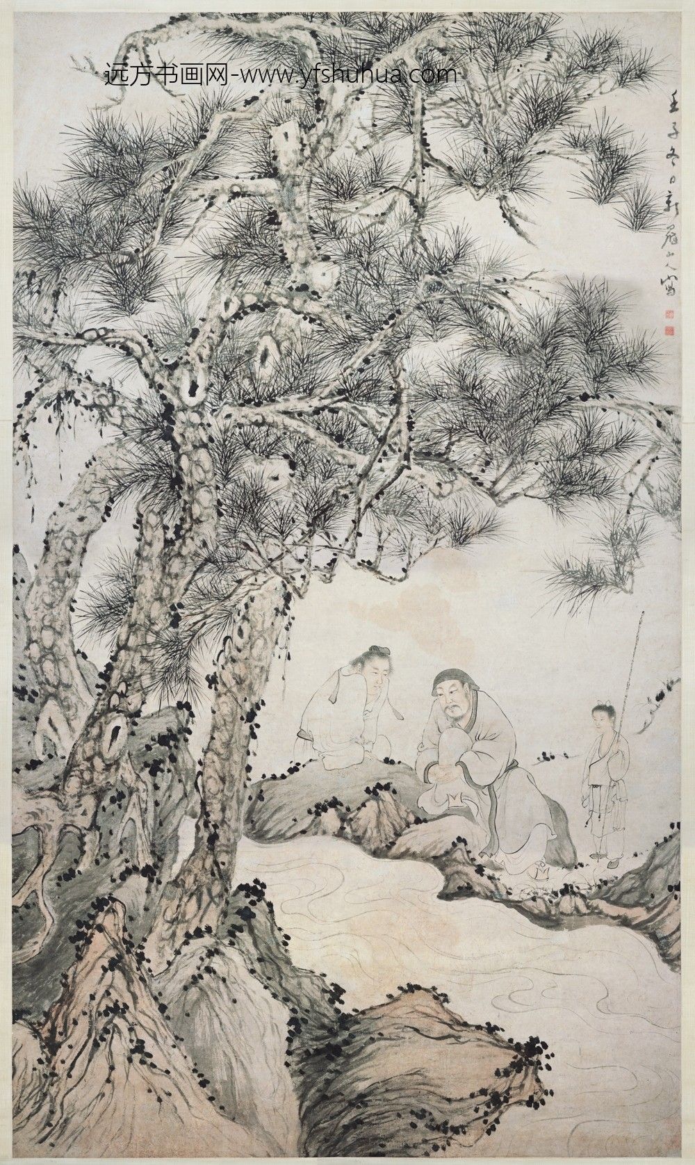 华喦（华岩)_松下观泉图轴