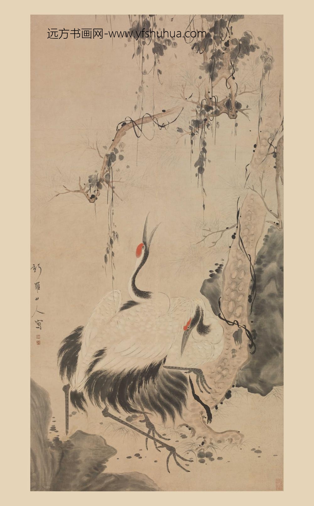 华喦（华岩)_松鹤图轴-