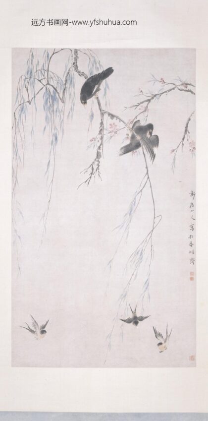 华喦（华岩 柳燕鸲鹆图轴.jpg