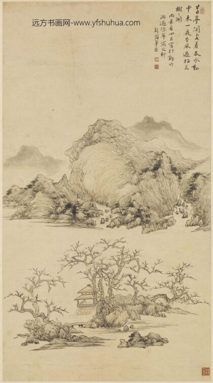 华喦（华岩 梅花草亭图轴.jpg