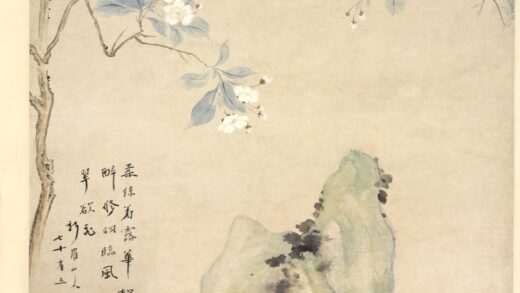 华喦（华岩 海棠绶带图轴.jpg