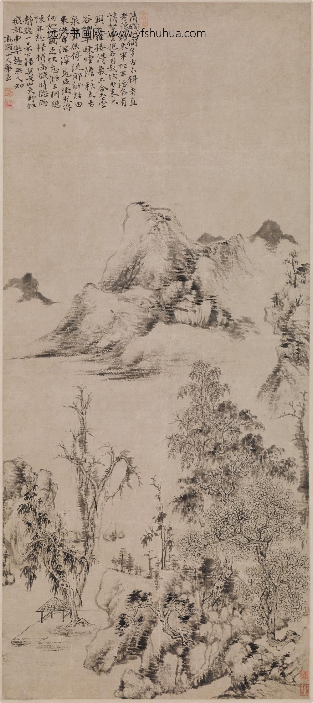 华喦（华岩)_清涧古木图轴