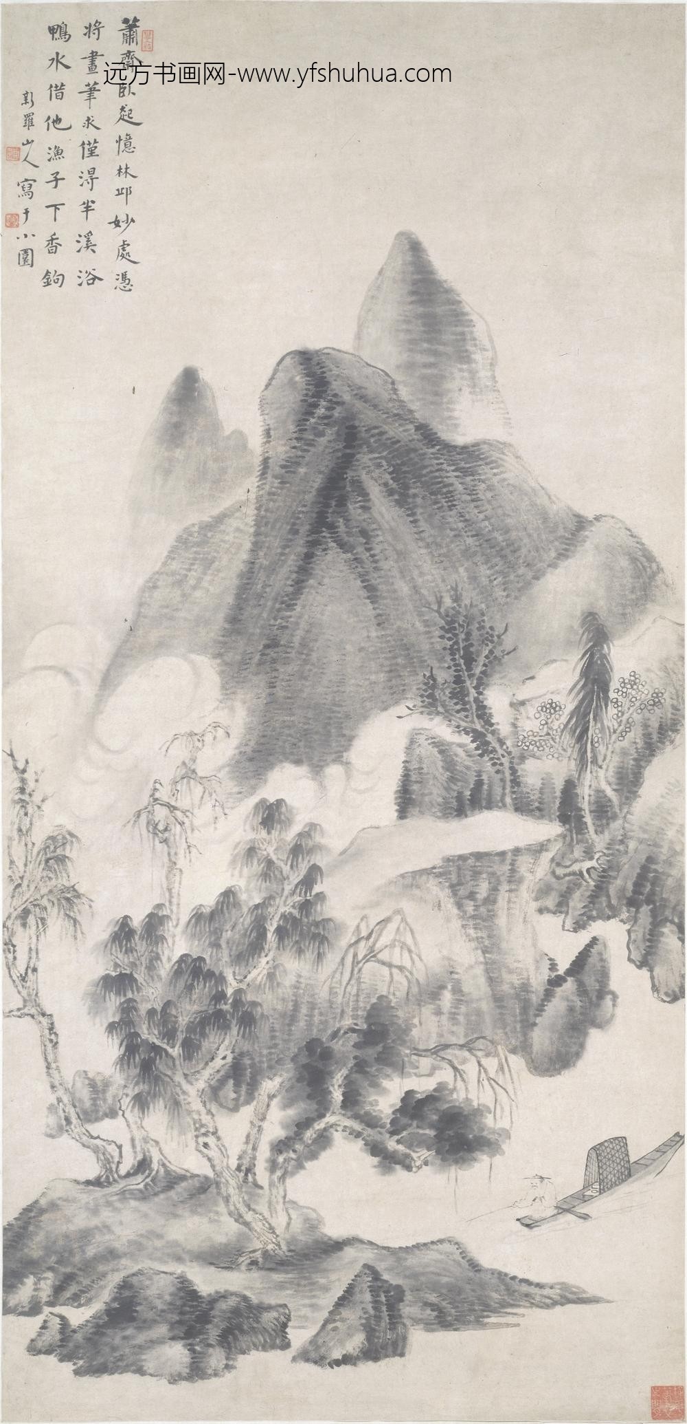 华喦（华岩)_清溪垂钓图轴