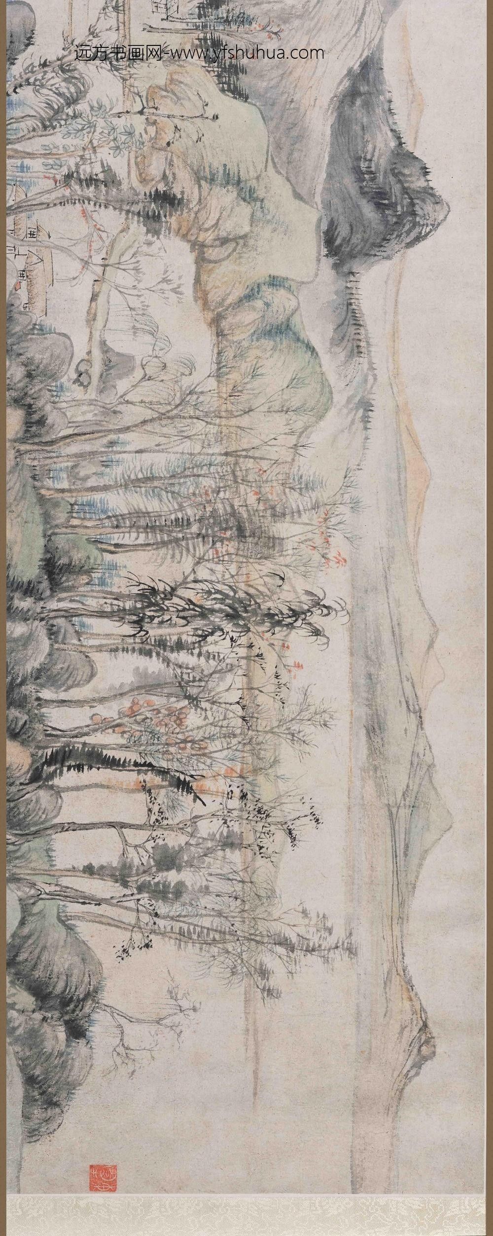 华喦（华岩)_秋山晚翠图卷_