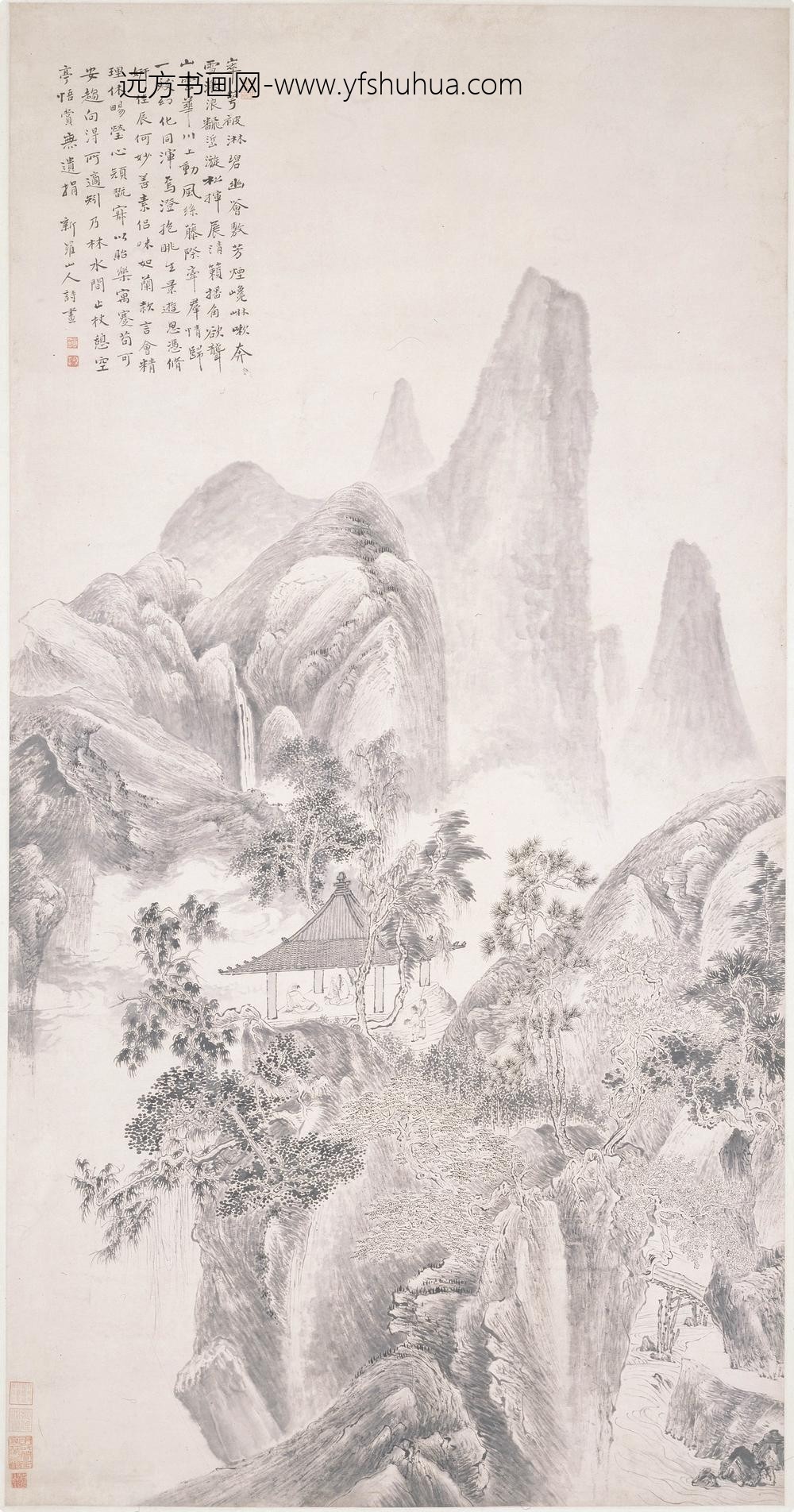 华喦（华岩)_空庭悟赏图轴