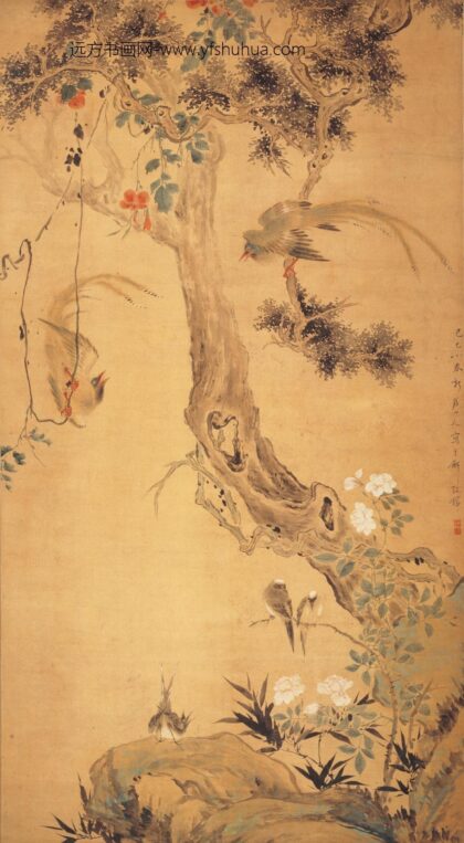 华喦（华岩 翠羽和鸣图轴.jpg