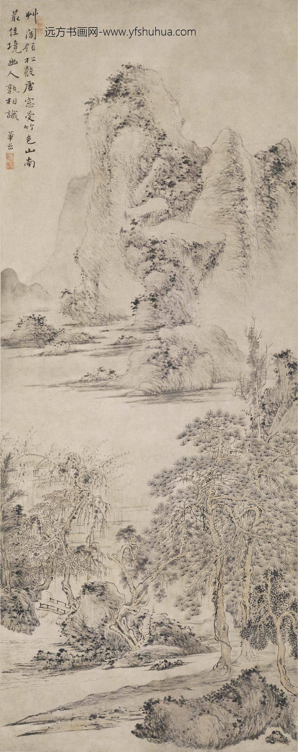 华喦（华岩)_草阁松声图轴