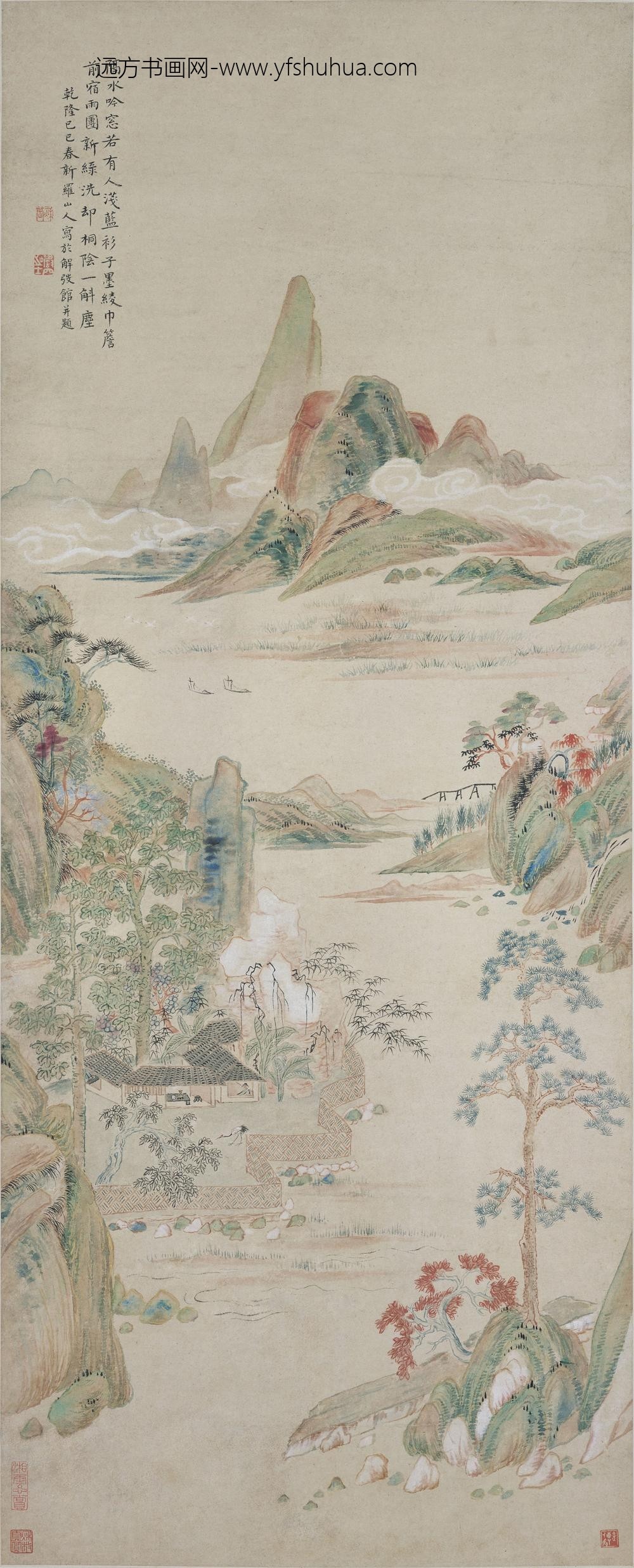 华喦（华岩)_金碧山水图轴