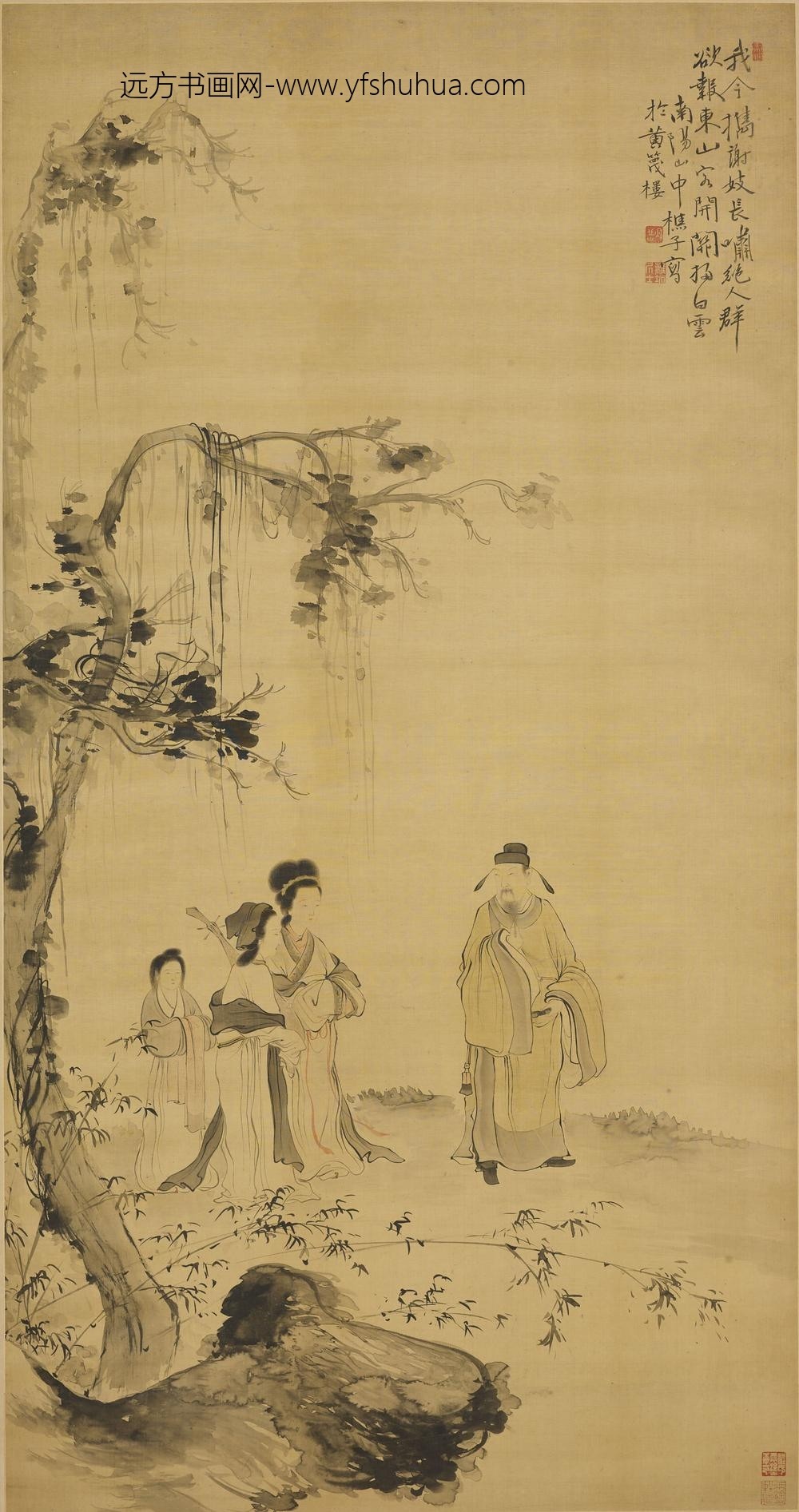 华喦（华岩)(华嵒)_东山携妓图轴