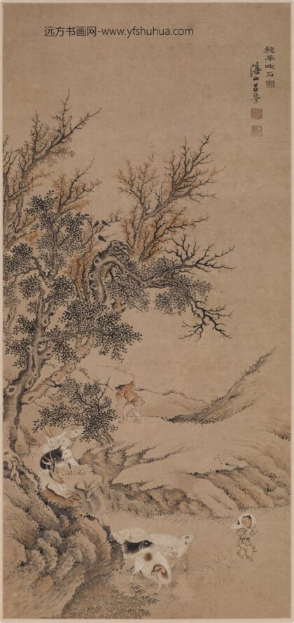 吕学 初平叱石图轴.jpg