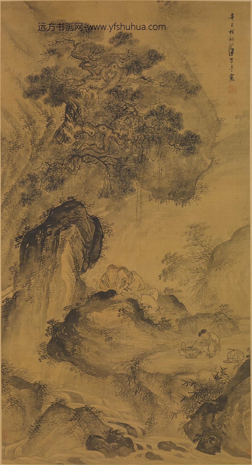 吕学_松下间话图轴