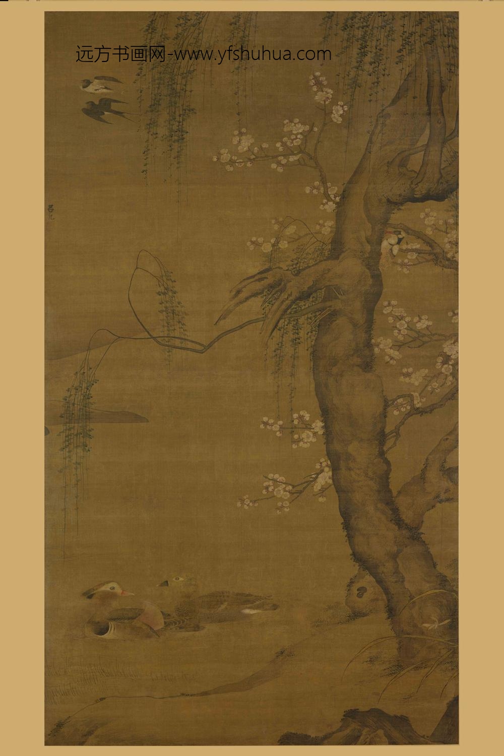 吕纪_柳燕鸳鸯图轴