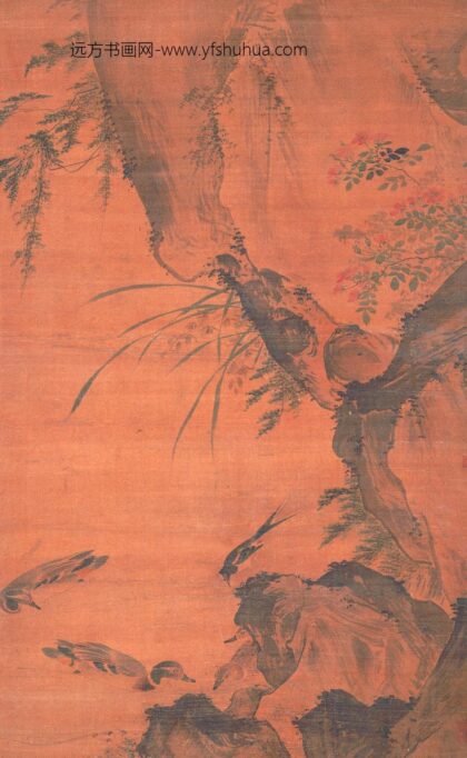 吕纪 浴凫图轴.jpg