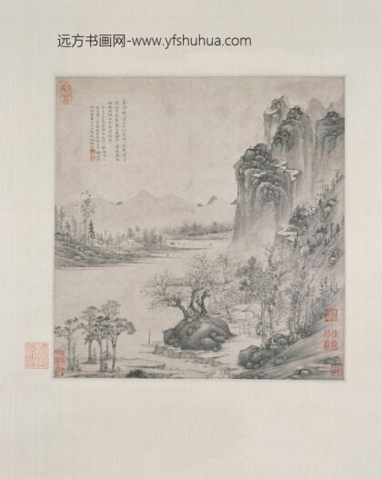 居节 小斋听雨图轴.jpg