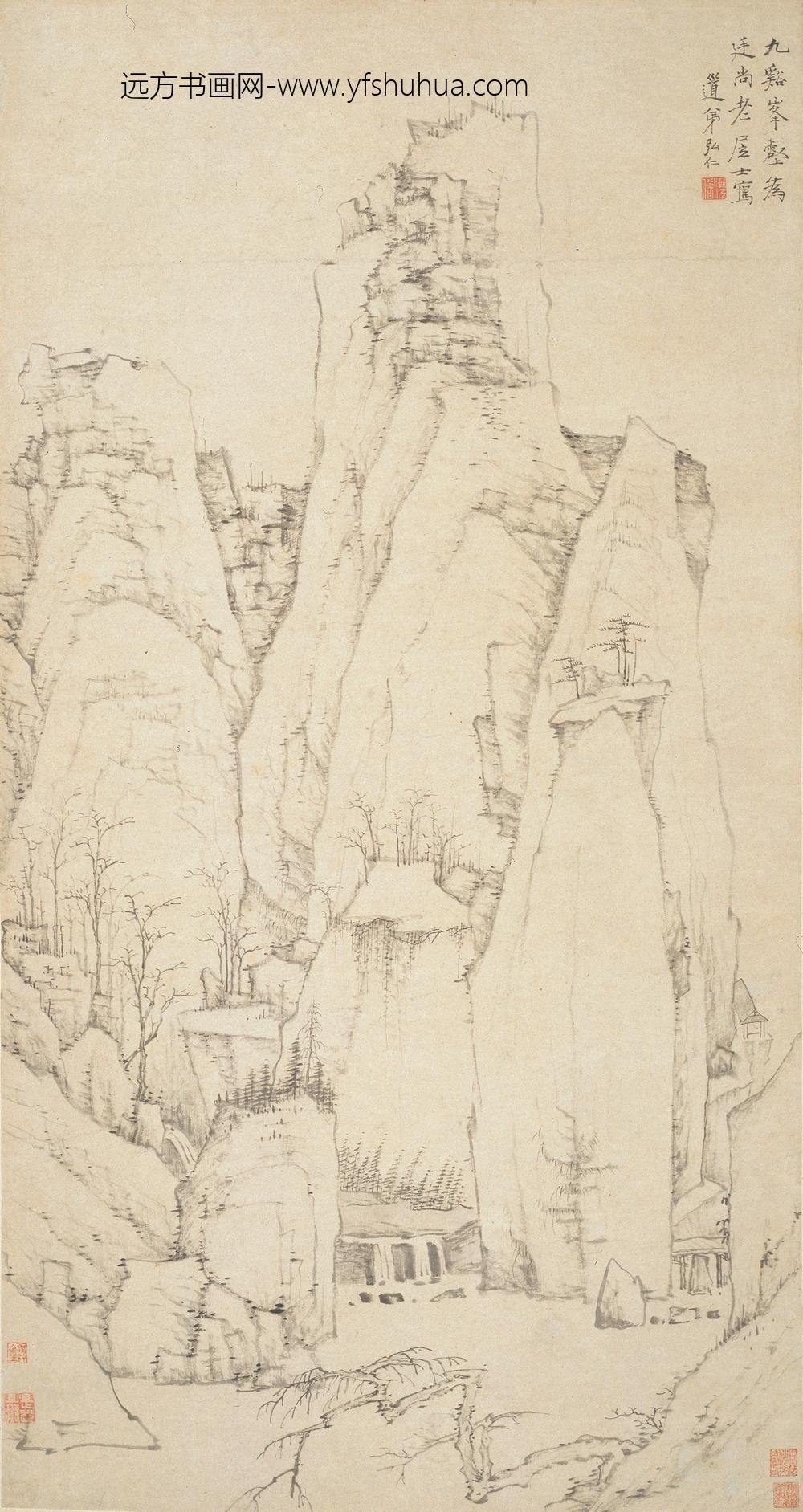 弘仁_九溪峰壑图轴