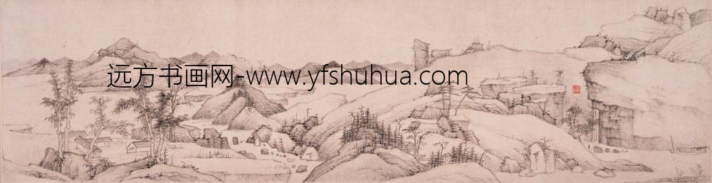 弘仁_山水三段卷_