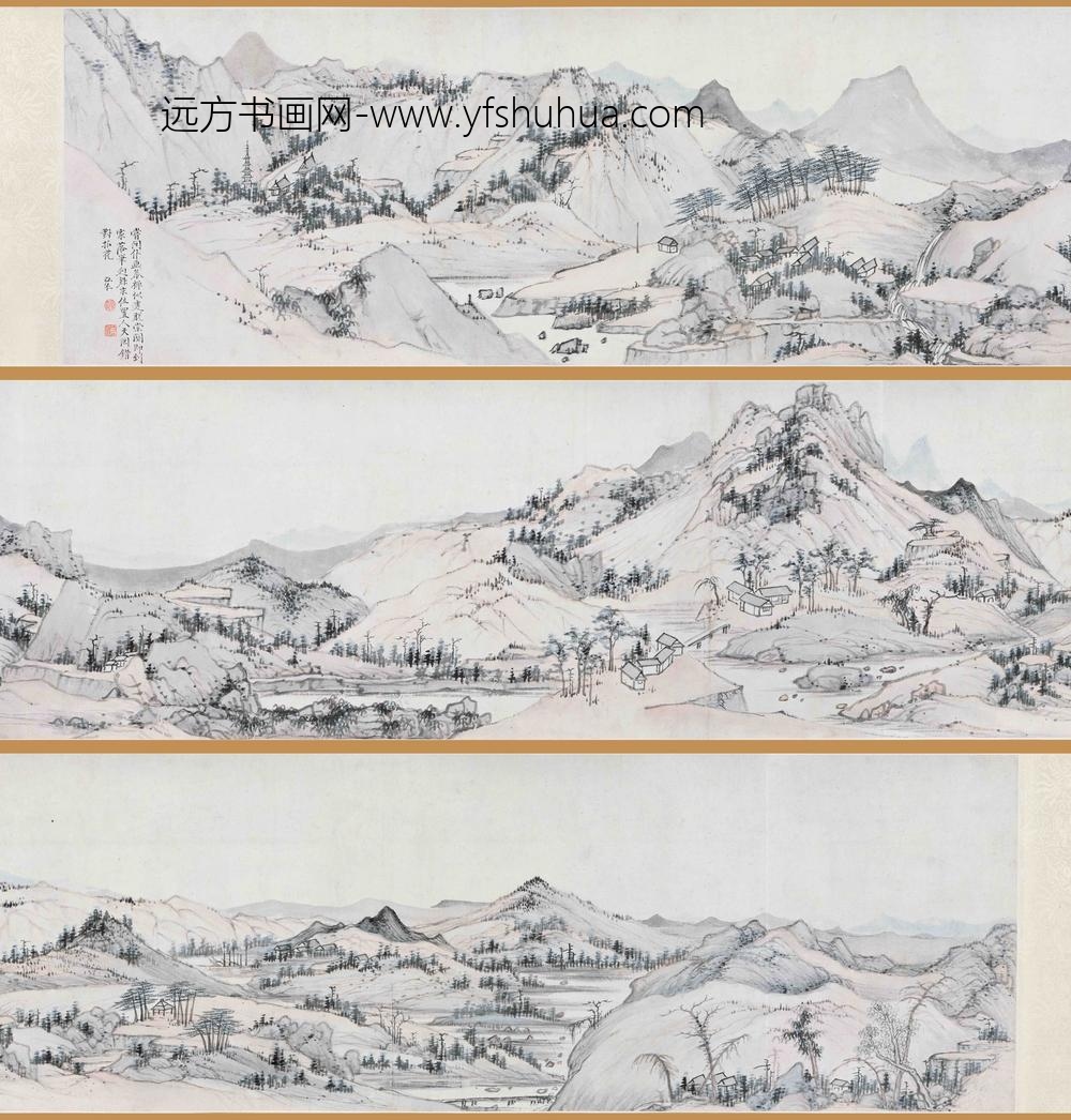 弘仁_崇岗山村图卷