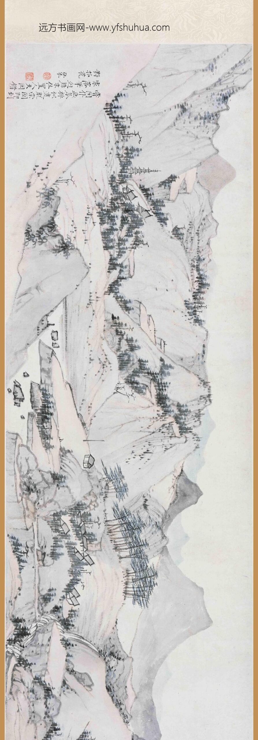 弘仁_崇岗山村图卷_