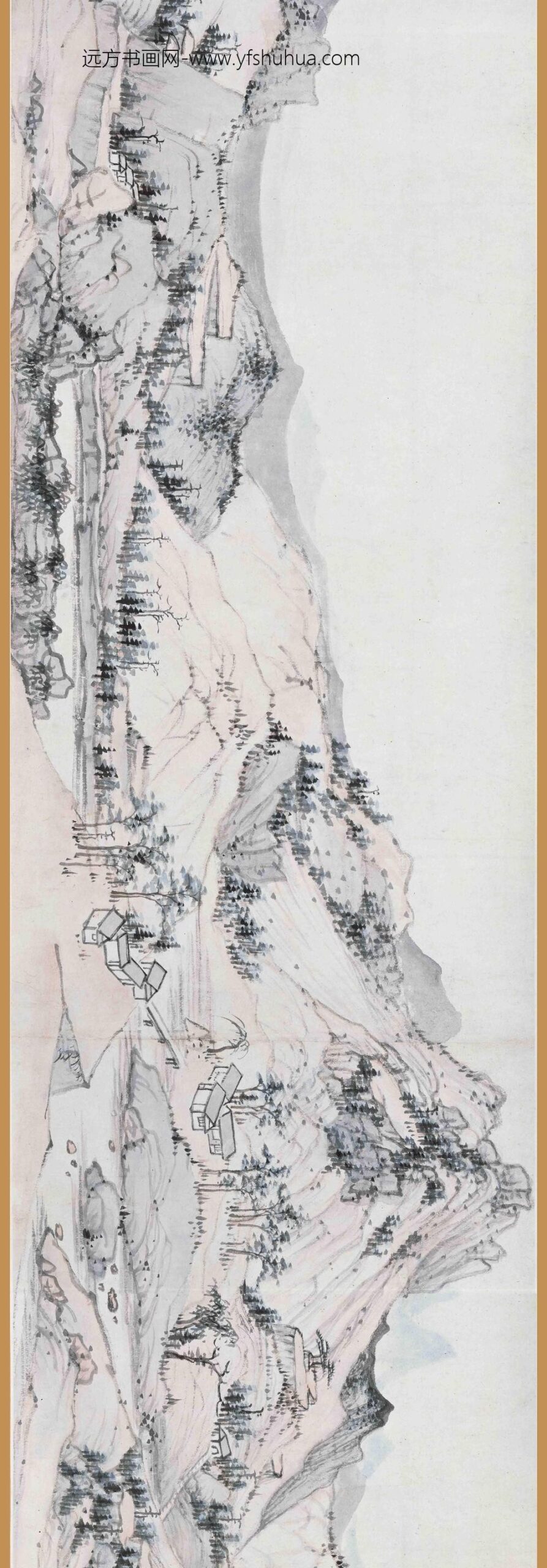 弘仁_崇岗山村图卷_