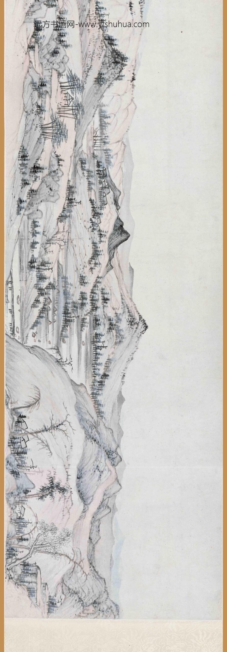 弘仁_崇岗山村图卷_