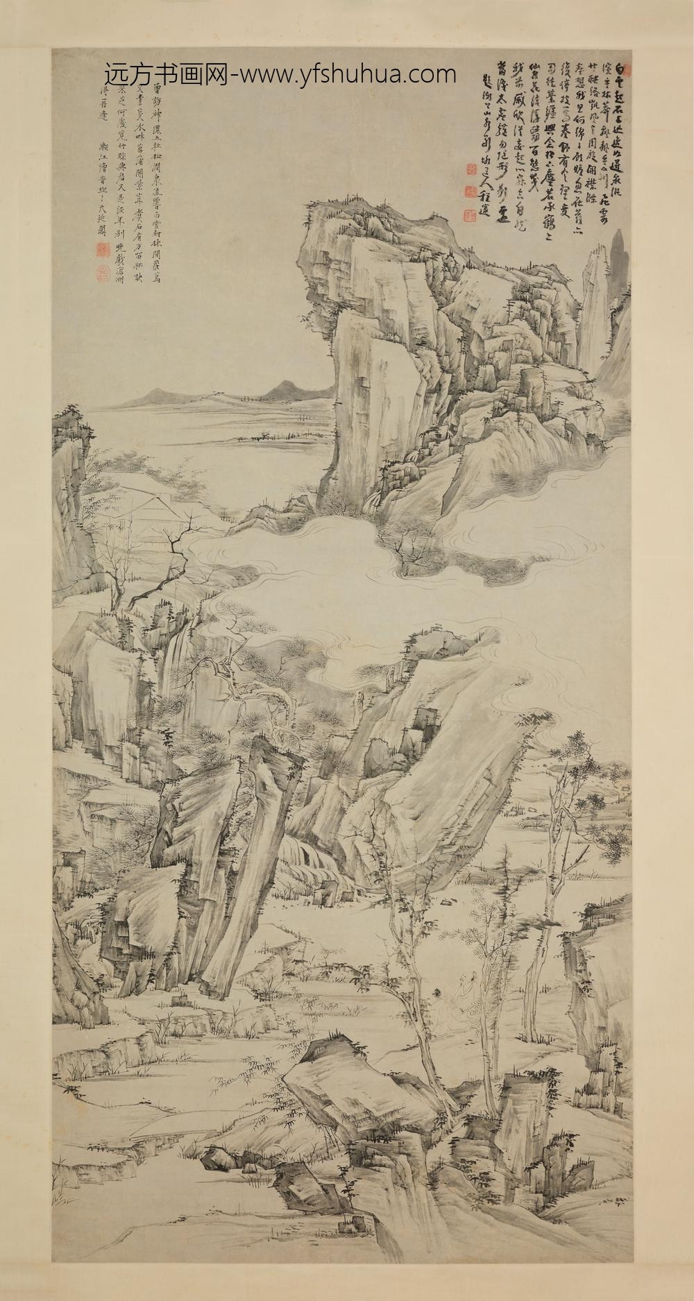 弘仁_松涧观云图轴