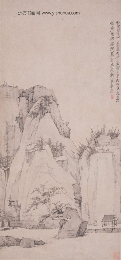 弘仁 林泉春暮图轴.jpg